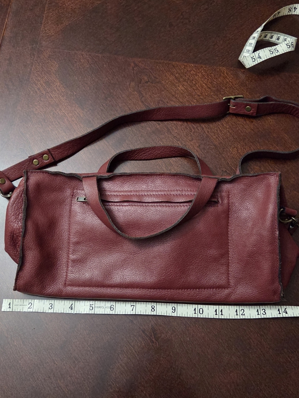 Stitch & Tickle Oxblood Leather Crossbody Satchel | Artisan Handmade Slouchy Bag - Picture 8 of 11